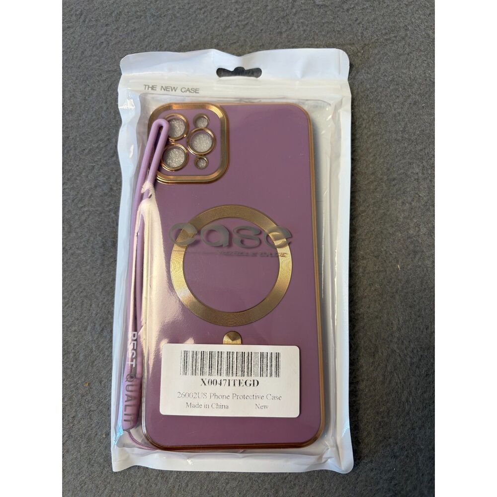 New Case Mobile Case Purple Phone Protective Case with Gold Accents